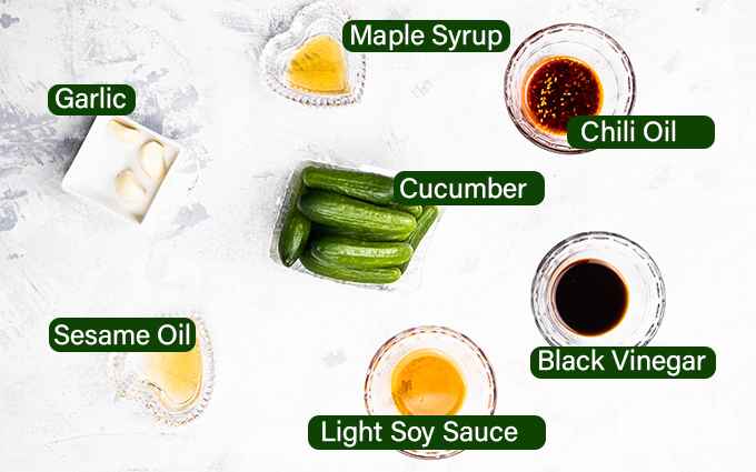 Ingredients for Chinese cucumber salad