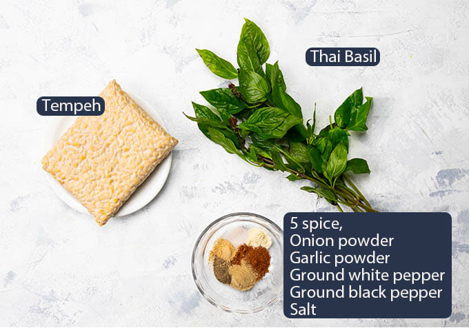 ingredients for five spice tempeh