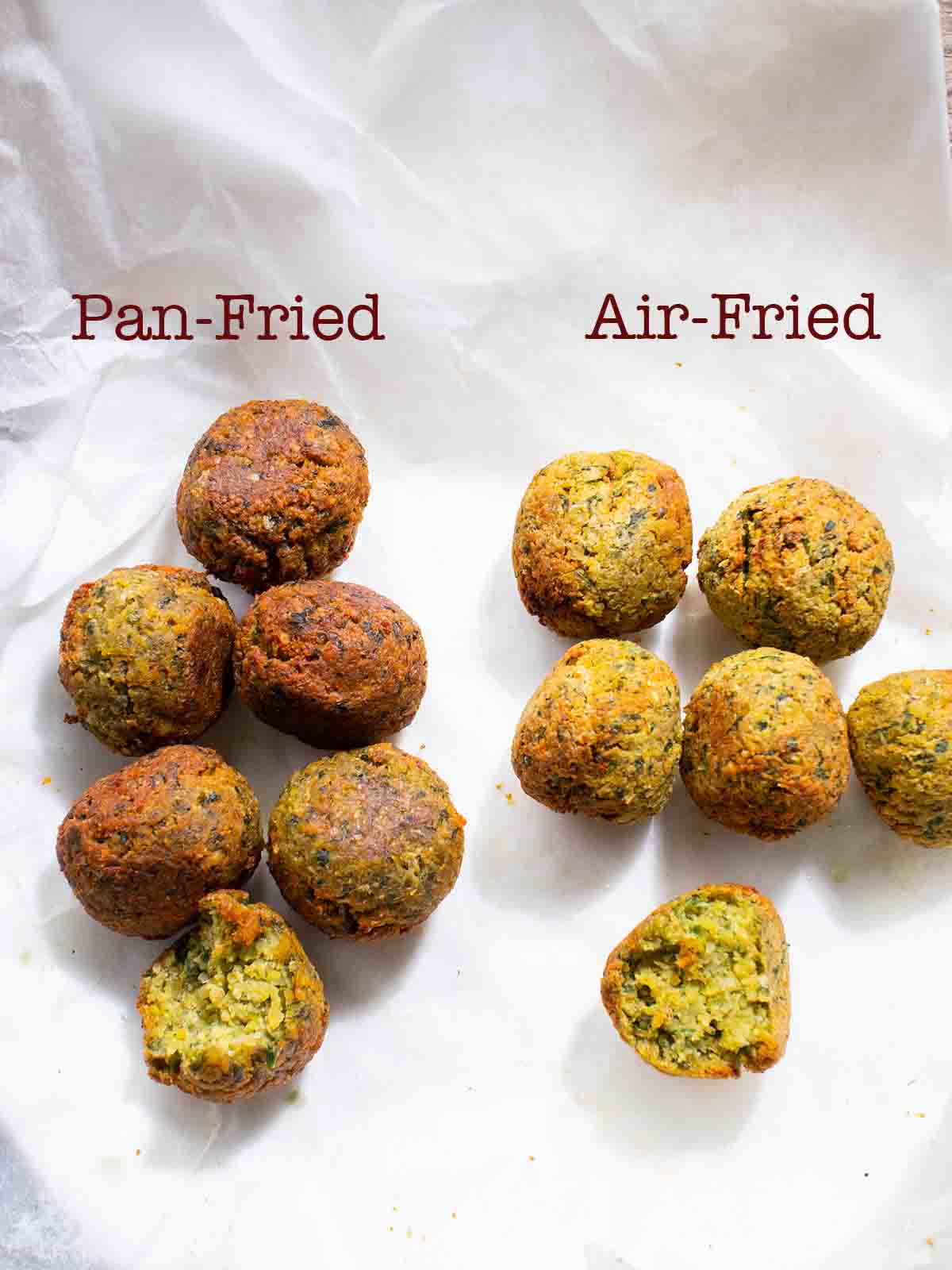 pan-fried vs air-fried falafels