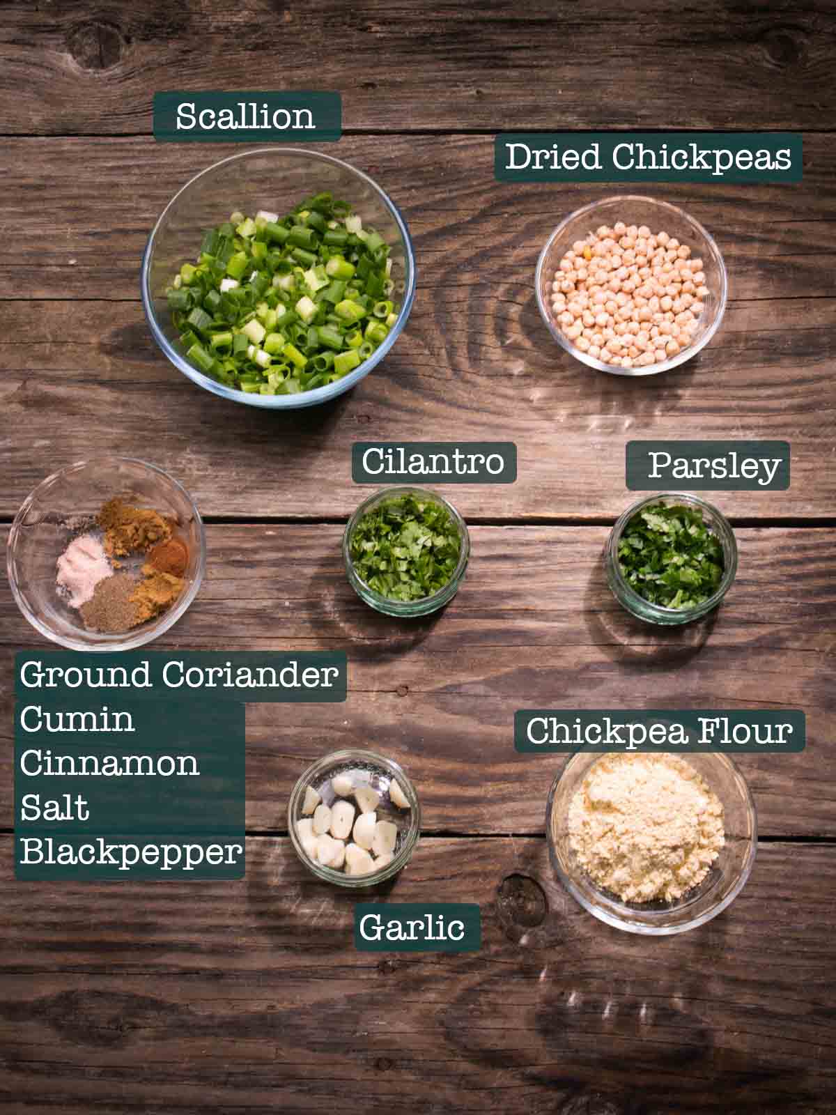 ingredients for falafel