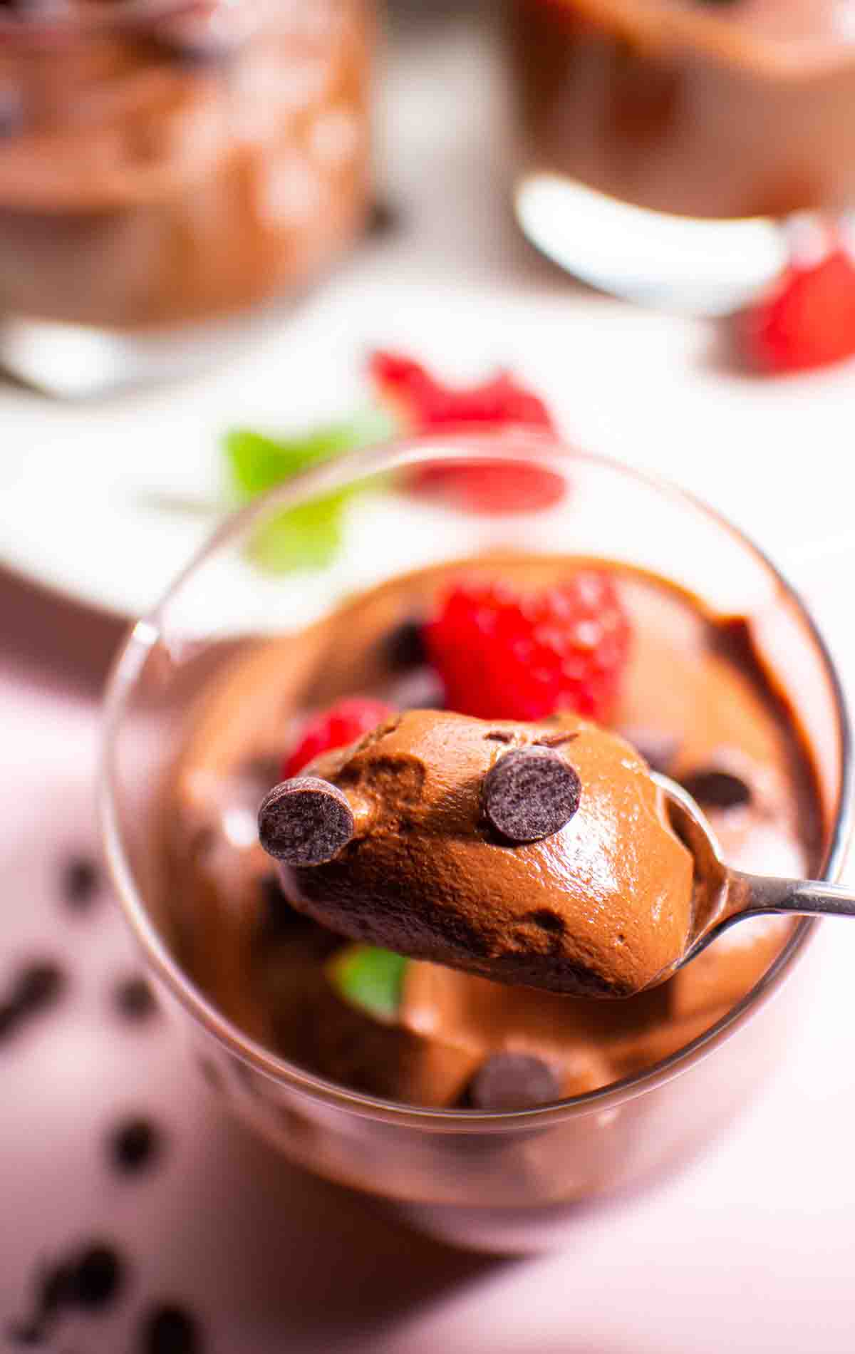 a spoonful of vegan mousse