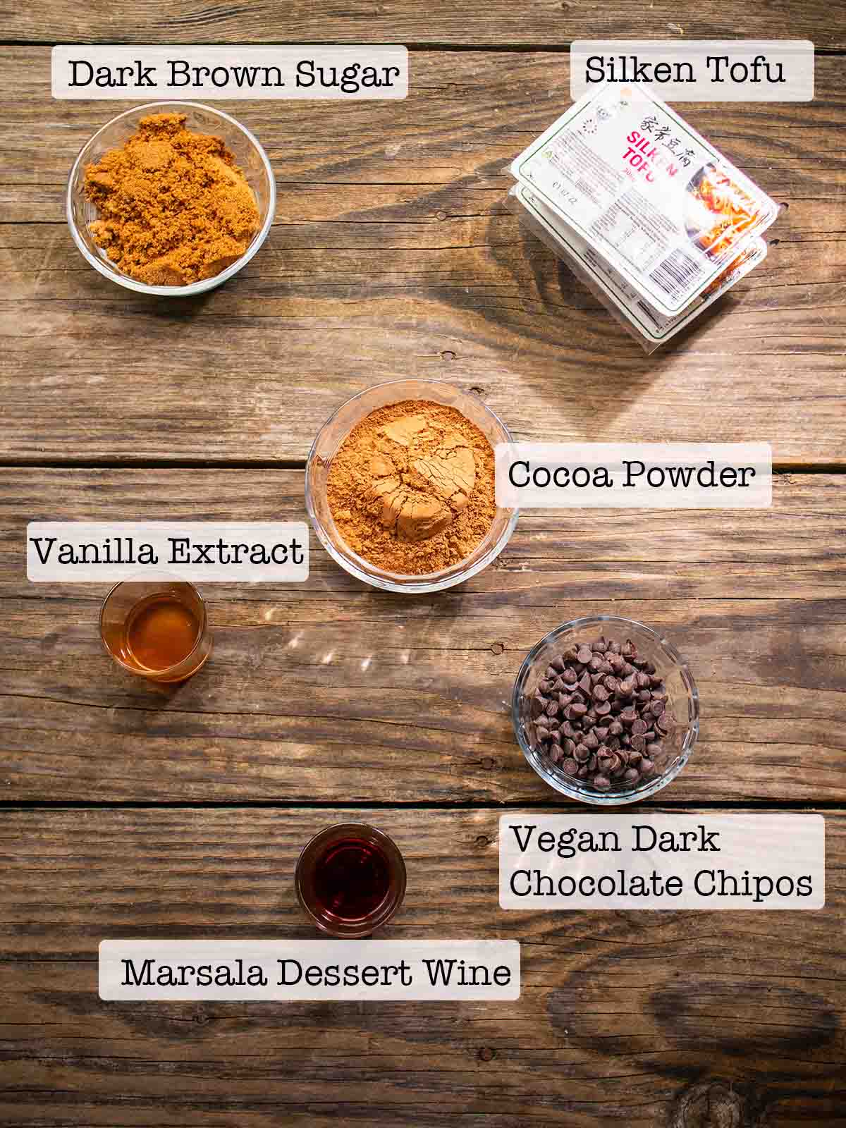 ingredients for tofu chocolate mousse