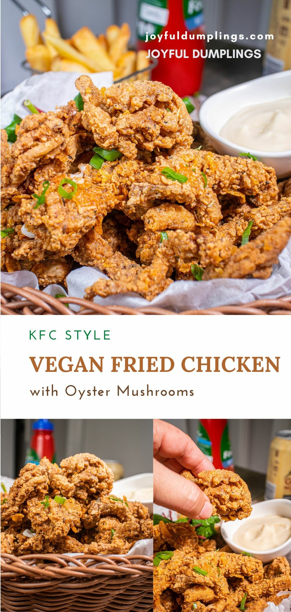 a basket of vegan fried chicken