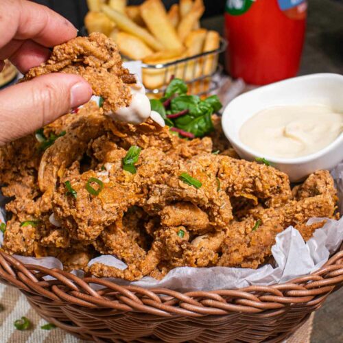 how to make fried oyster mushrooms (vegan fried chicken) with vegan aioli