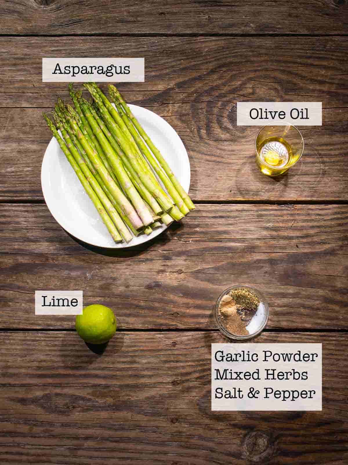 ingredients for grilled asparagus in foil