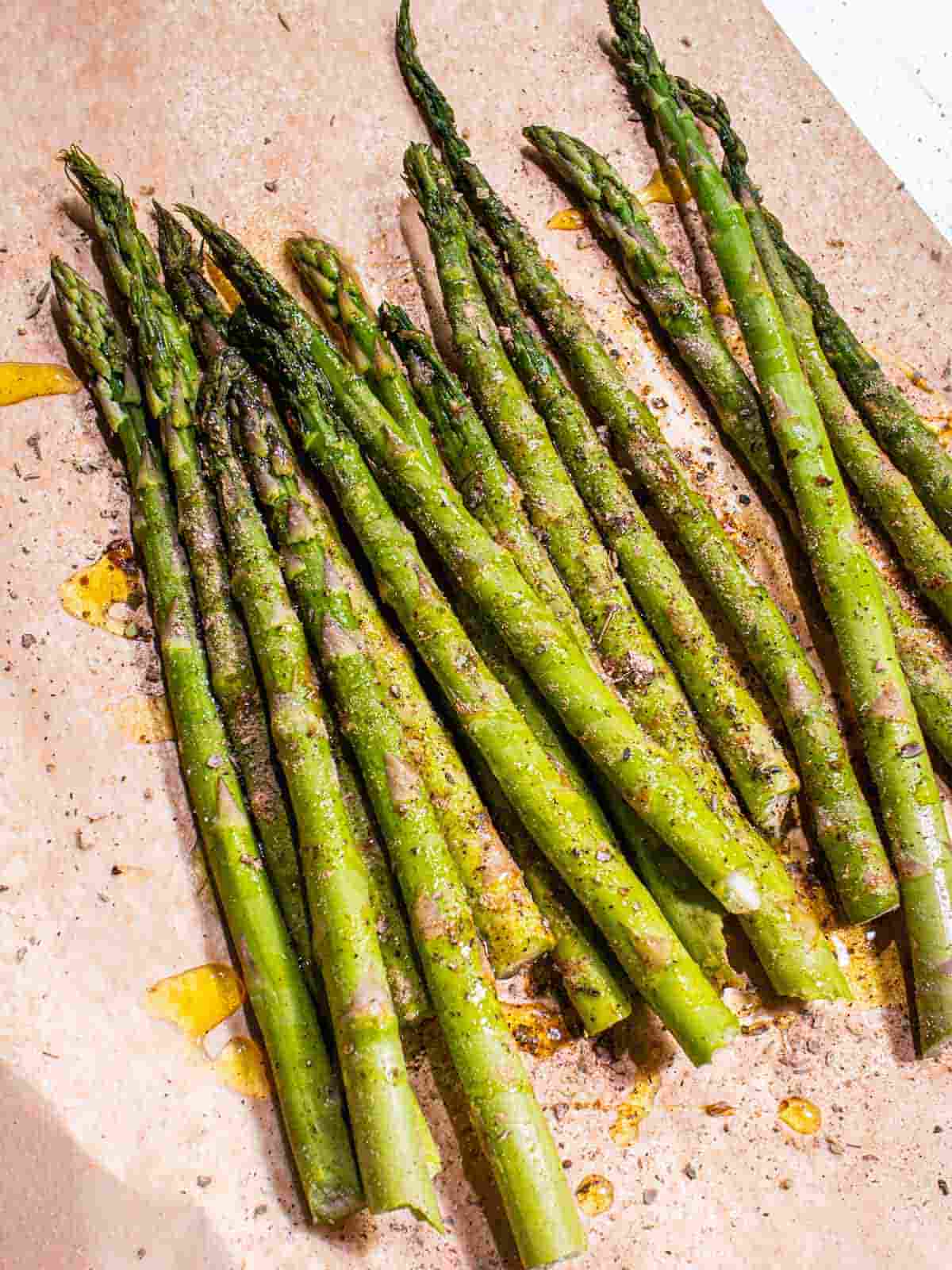 seasonings on asparagus