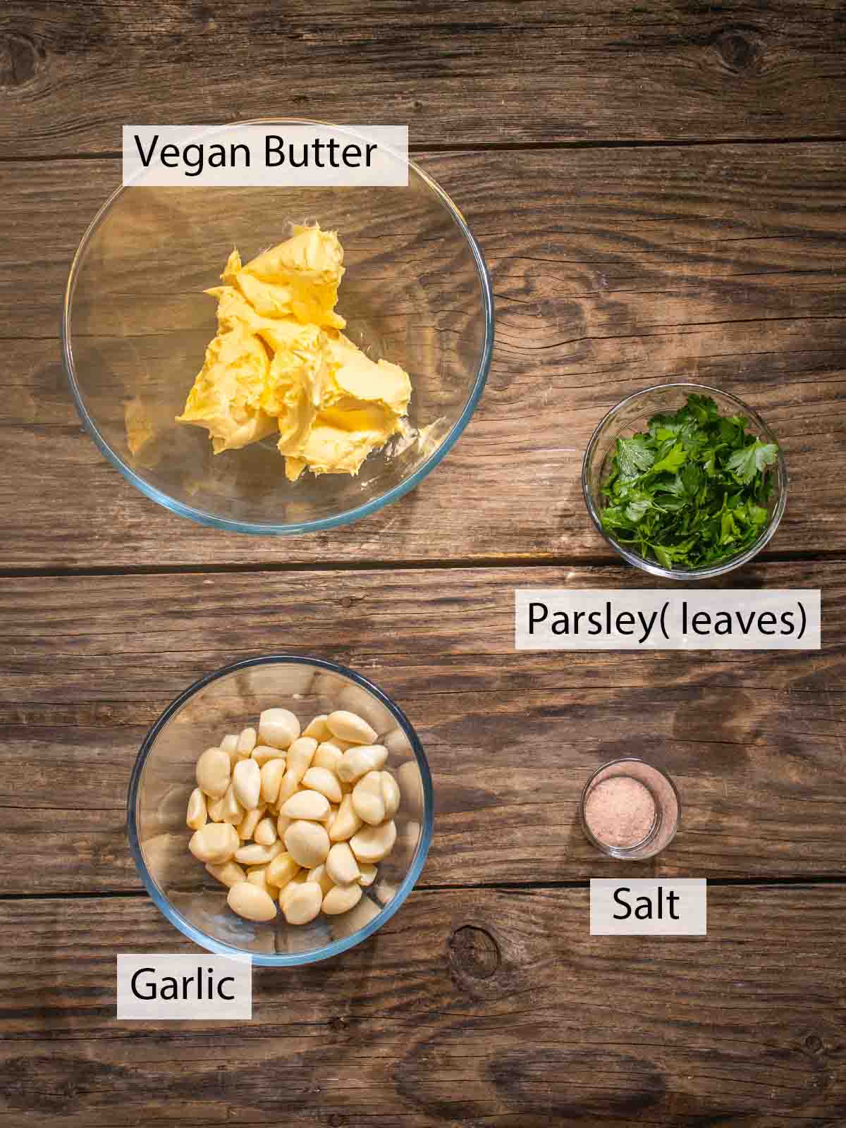 ingredients for vegan garlic butter