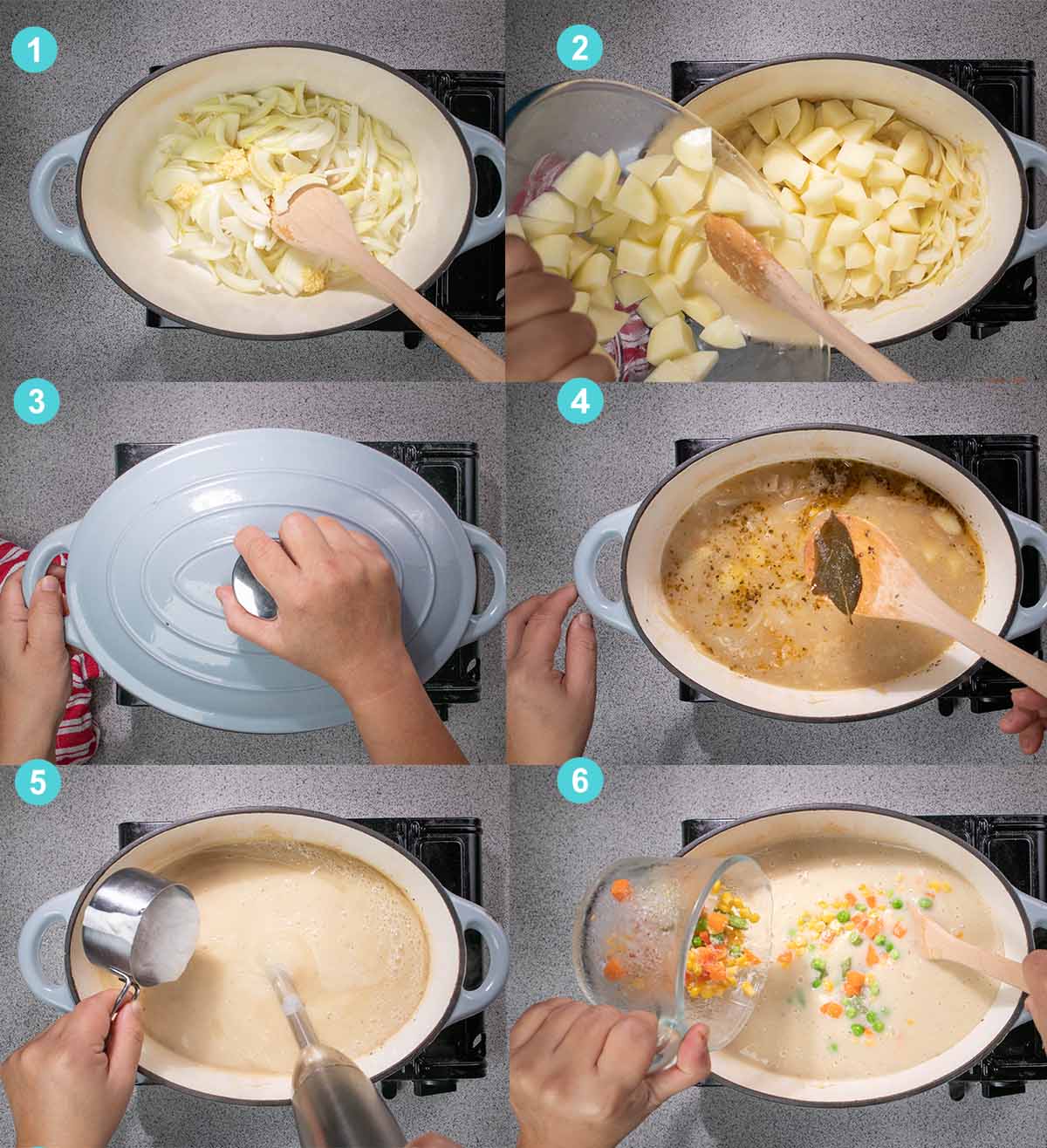 6 steps of making potato soup