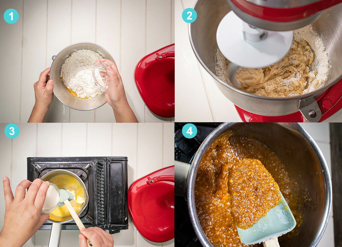 4 steps of making sweet dough