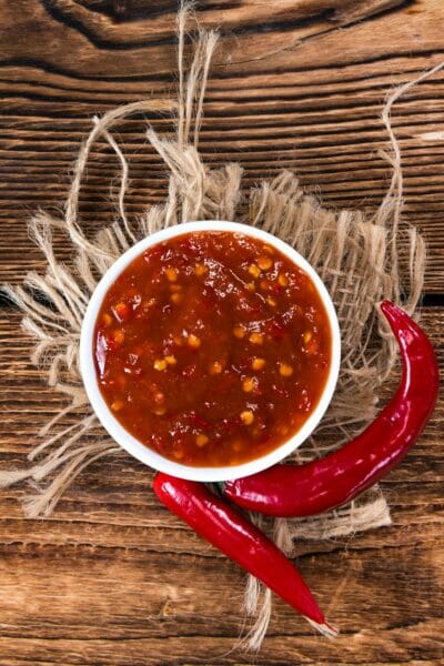 a bowl of sambal ole (Indonesian chili sauce)