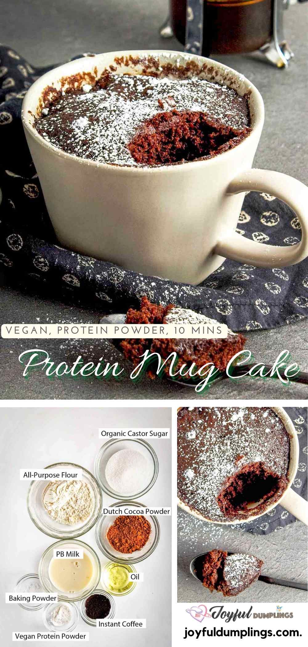 healthy protein chocolate cake in a mug