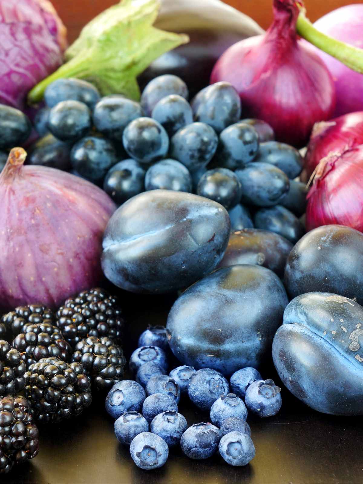 blue fruits and veggies