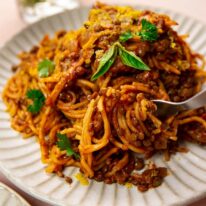 pasta with lentils and mushrooms