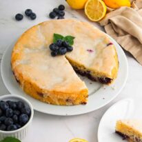 vegan lemon and blueberry cake