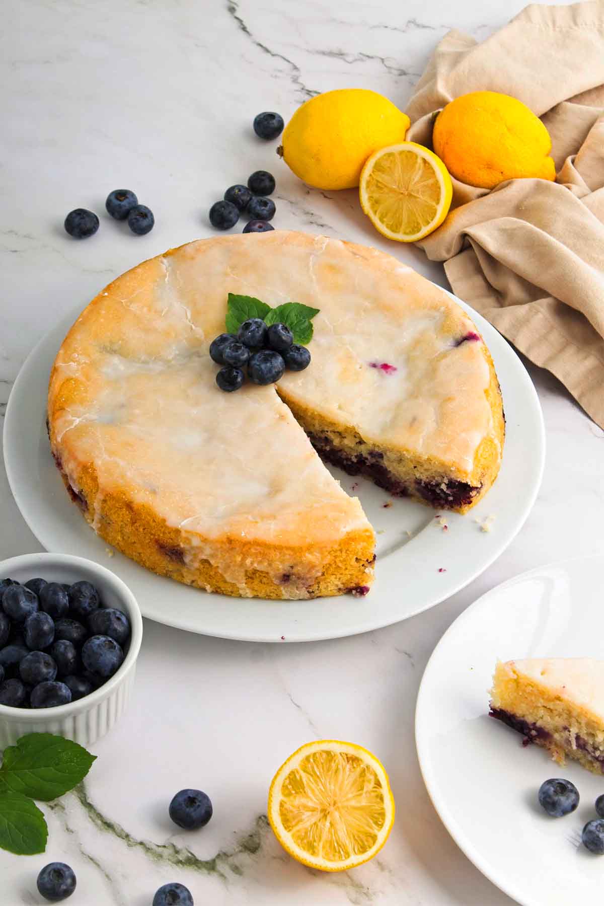 vegan lemon and blueberry cake