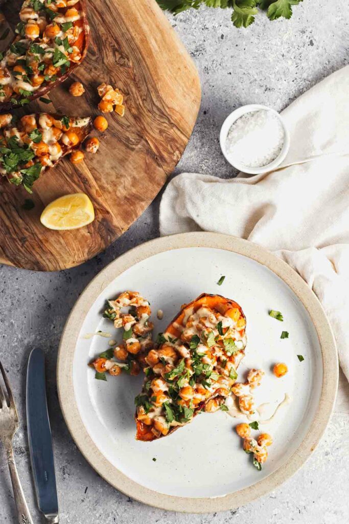 Loaded Sweet Potatoes (With Harrisa Chickpeas)