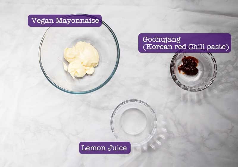 ingredients for vegan-Gochujang-mayonnaise