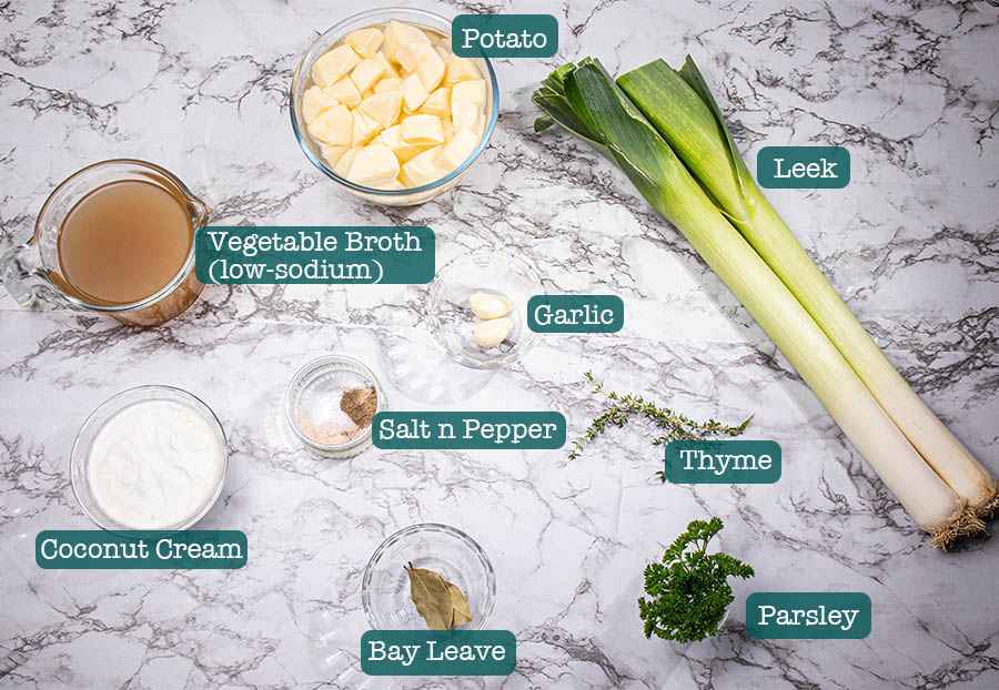 ingredients for Vegan Creamy Leek n Potato Soup