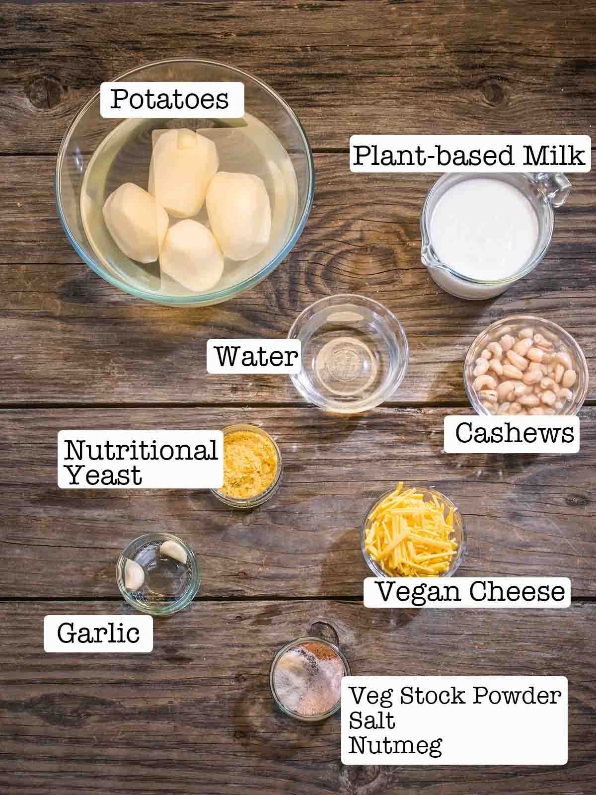 Ingredients for Vegan-Potato-Bake( Gratin-Dauphinois)