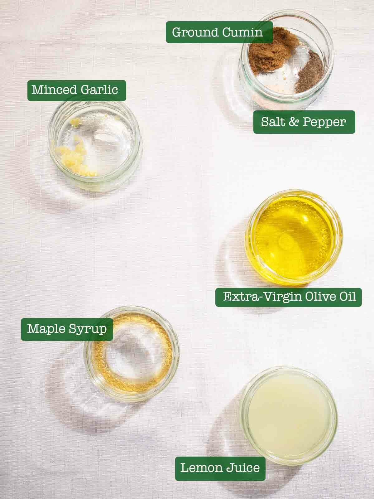ingredients for cumin lemony salad dressing