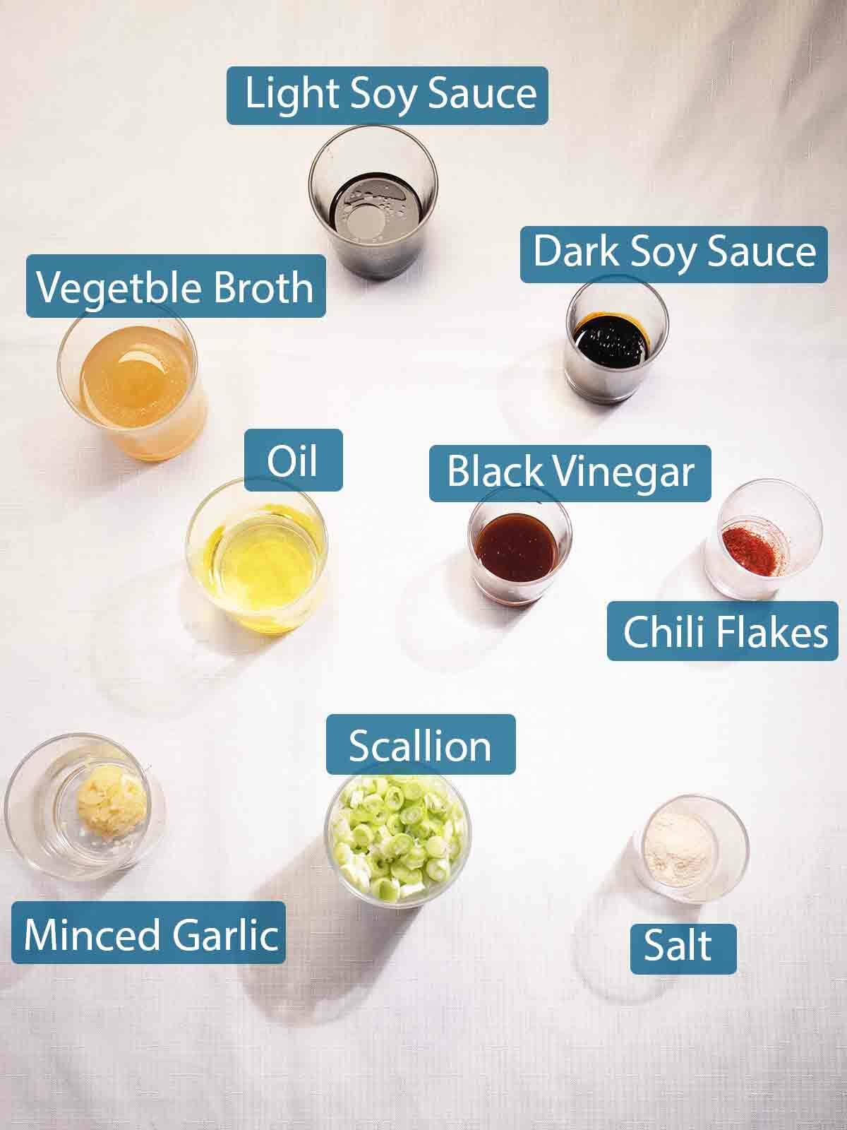 ingredients for garlic chili scallion oil